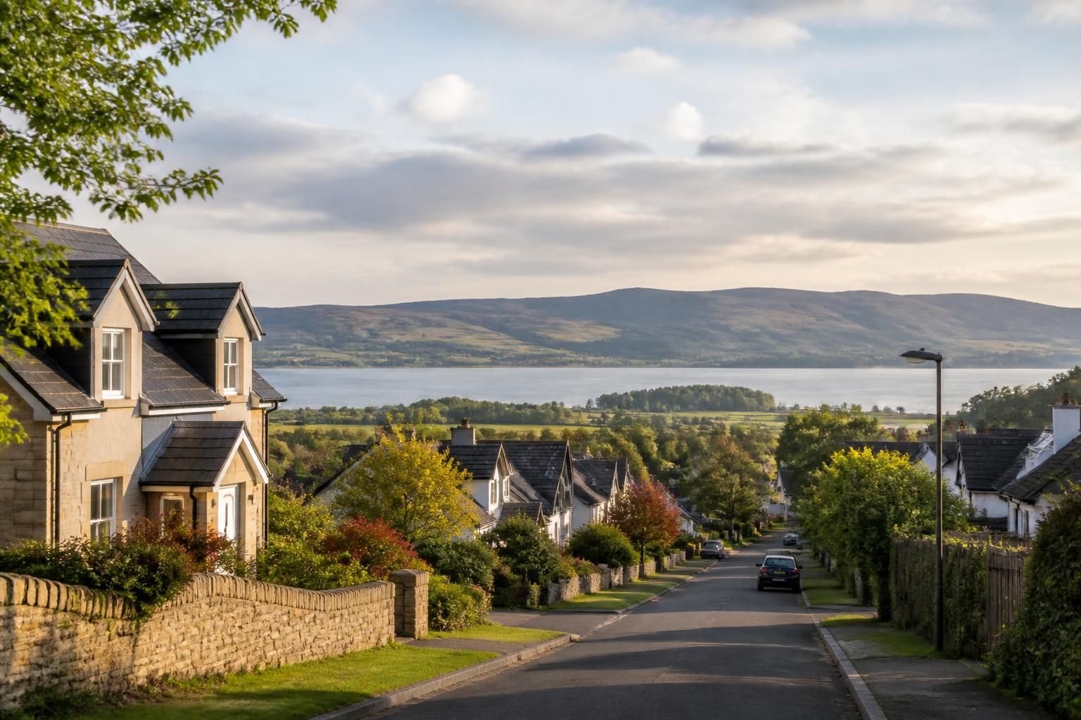 Tidy Kinross homes in a calm residential setting.